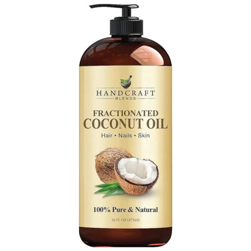 Handcraft Blends Fractionated Coconut Oil - 16 Fl Oz - 100 % Pure and Natural - Premium Grade Oil for Skin and Hair - Carrier Oil - Hair and Body Oil - Massage Oil - Hair Tonic