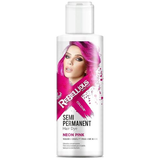 Rebellious Colours 100 % Vegan Semi Permanent Hair Dye Colour ( 70ml ), Bright Neon Shades That Glow Under UV Blacklight, Vegan & Cruelty Free ( Neon UV Pink )