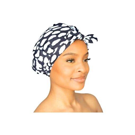 Luxury Shower Cap For Women - 100 % Waterproof, Reusable, Washable & Breathable Shower Caps - Casablanca