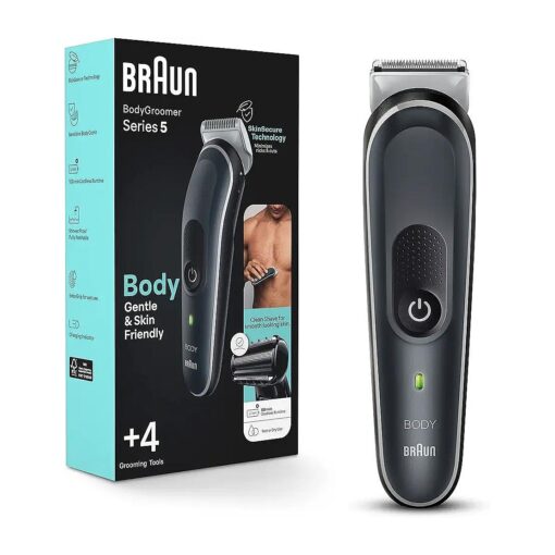 Braun Body Groomer Series 5 5360, Body Groomer for Men, for Chest, Armpits, Groin, SkinSecure Technology for Gentle Use and Clean Shave Attachment, Waterproof, Cordless with 100-min Run Time