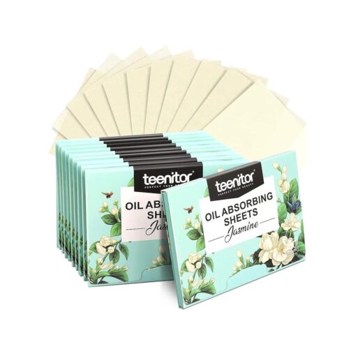 Teenitor 1000 Counts Oil Absorbing Sheets, Oil Blotting Paper, Oil Absorbing Tissues, Face Facial Natural Oil Control Film Blotting for Oily Skin Care Men Women-Jasmine