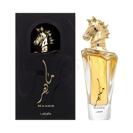 Lattafa Perfumes Maahir Eau de Parfum - EDP 100ML ( 3.4 oz ) I Bold and Rich Oud Fragrance I Sandalwood, Musk and Vanilla Notes I Signature Arabian Perfumery I