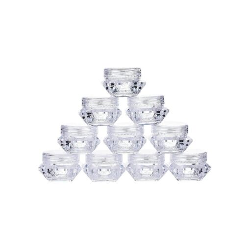 TMO 100pcs 5 Gram Clear Jars Plastic Jars Plastic Cosmetic Container Empty Cosmetic Sample Containers Transparent 5G/5ML Plastic Pot Jars for Eye Shadow, Nails, Powder, Paint