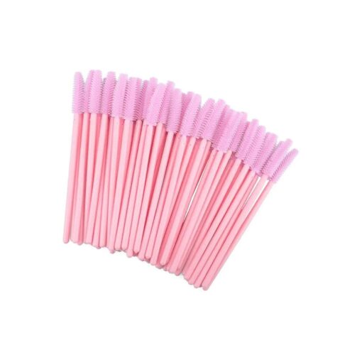 100PCS Silicone Mascara Wands, Disposable Mascara Wand, Tower-shape Silicone Spoolie Pink, Soft Lash Spoolies Brush for Eyelash Extensions, Lift and Brow ( Pink )