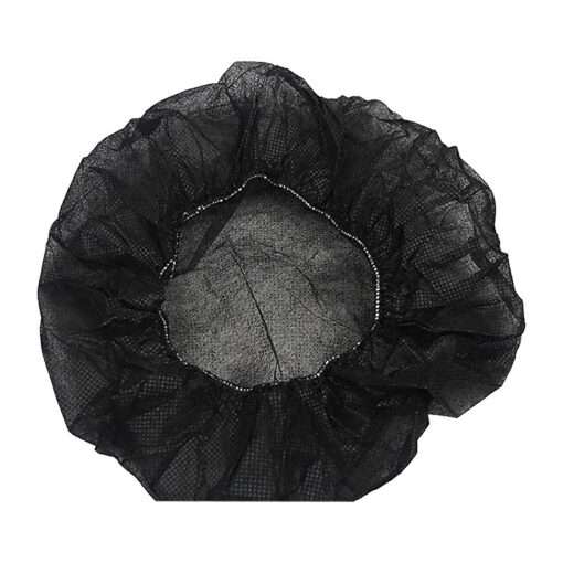 100Pcs 19" Disposable Cap Hair Net Cap Hair Hat Anti Dust Net Bouffant Cap Non-Woven Head Cover Hat Elastic Cleaning Hair Protect Hat Cap ( Black )