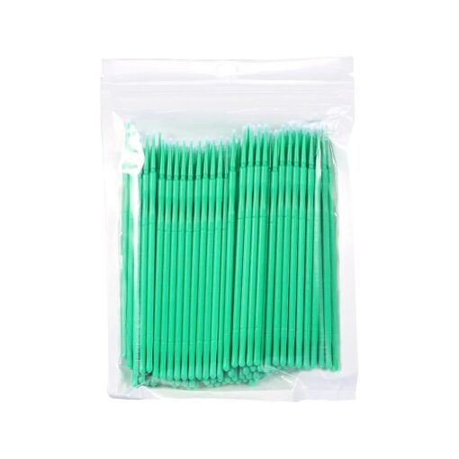 4 Colors Available 100PCS/Bag Disposable Micro Applicator Brushes, Women Eyelash Extension Brushes for Makeup Brushes, Extension Mascara Brush Eyelash Glue Cleaning Stick, ( 2.5mm ) ( green )