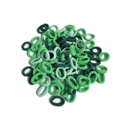 100Pcs Seamless Cotton Hair Ties for Toddler Girls Elastics Hair Ties No Damage Diameter 1 inch Ponytail Holders Baby Thin Hair Green