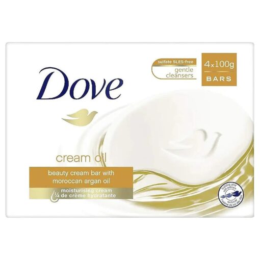 Dove Beauty Bar Soap 4Ct X 100G Creme Oil W/Moroccan Argon Oil