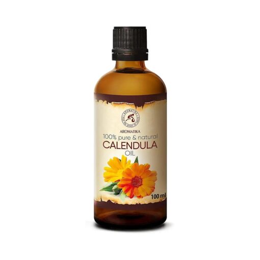 Calendula Oil 3.4 Fl Oz ( 100ml ) - Calendula Officinalis Flower Extract - Infused - Almond Oil Base - 100 % Pure & Natural - Marigold Oil - Benefits for Skin, Nails, Hair, Face, Body