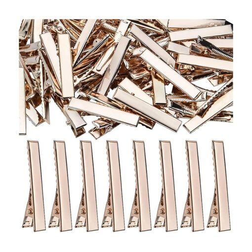 BronaGrand Flat Alligator Clips, 100pcs 4cm DIY Single Prong Metal Hair Clips Duckbill Hair Clips Blank Hair Slides for Crafts and Other Hair Accessories