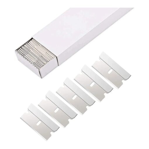 EHDIS 100pcs Razor Blades Single Edge Stainless Steel Razor Blades for Standard Scraper Tool, Safety Straight Edge Razor Scraper Blades, Paint Scraper Box Cutter Razor Blade, Industrial Razor Blades