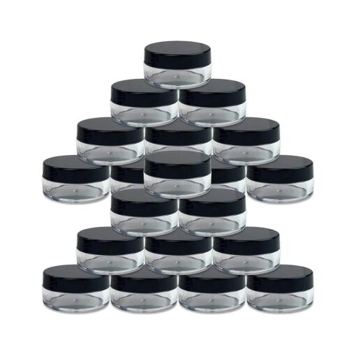 Beauticom ( Quantity : 20 Pieces ) 10G/10ML Round Clear Jars with Black Lids for Lotion, Creams, Toners, Lip Balms, Makeup Samples - BPA Free