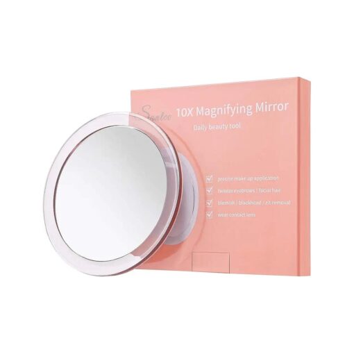 10X Magnifying Mirror with 3 Mounting Suction Cups Use for Precise Makeup - Eyebrows/Tweezing - Blackhead/Blemish Removal - Bathroom/Travel Makeup Mirror - 6 Inch Round ( 10x Magnified )