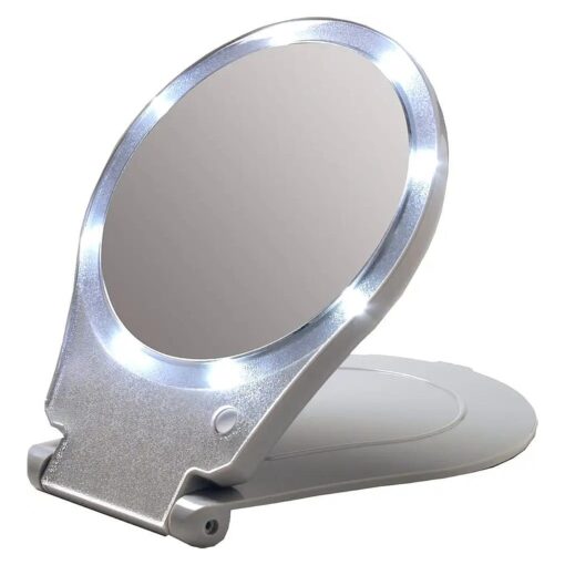 Floxite Tabletop Mount LED Lighted Travel and Home 10x Magnifying Mirror