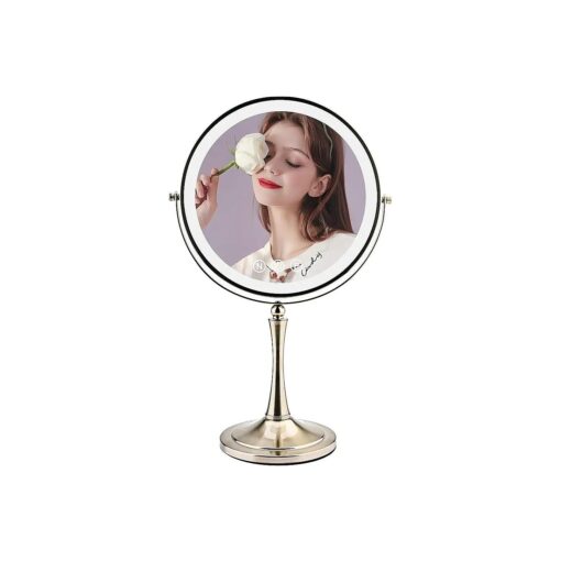 10" Large Lighted Makeup Mirror, 1X/10X Magnifying Vanity Mirror with Lighting, 3 Colors Brightness Adjustable, Rechargeable Double Sided Desk Mirror with 96 LED Lights Brush Nickle