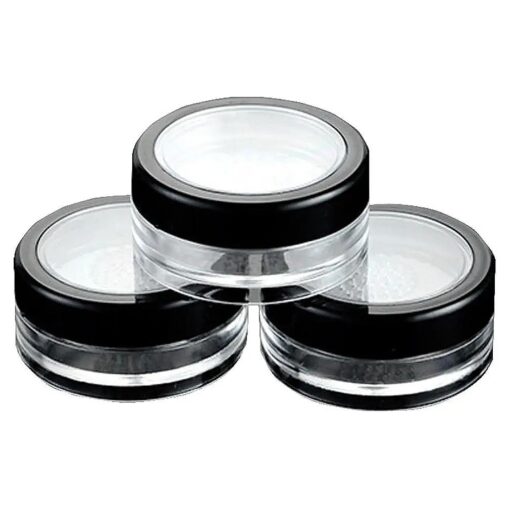 6 Pcs 10g 10ml Empty Plastic Clear Makeup Jar Cosmetic Cream Face Powder Blusher Foundation Container Pots With Sifter And Black Rimmed Lid