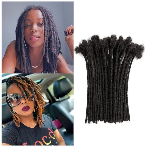 Loc Extension Human Hair 10inch 0.6cm Width 100 % Permanent huamn hair Dreadlocks Extension Dyeable Rinse Handmade loc Extension for Men Women ( 20 Strands Natual Black )