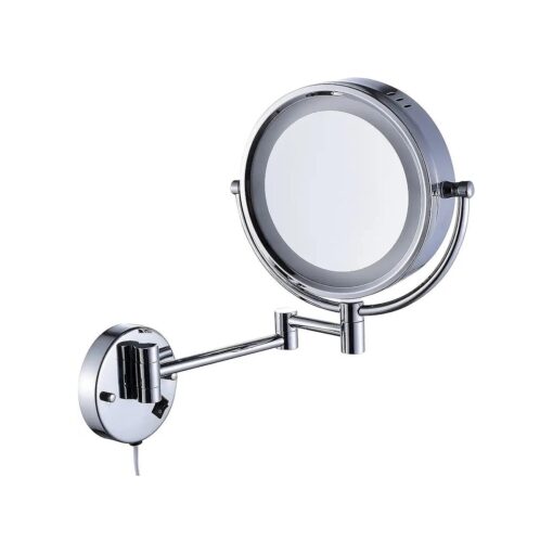 Cavoli Wall Mounted Makeup Mirror with LED Lighted 10x Magnification,3 Colors Lights Modes,8.5 Inches, Bathroom and Hotel, Chrome Finish, Made of Brass