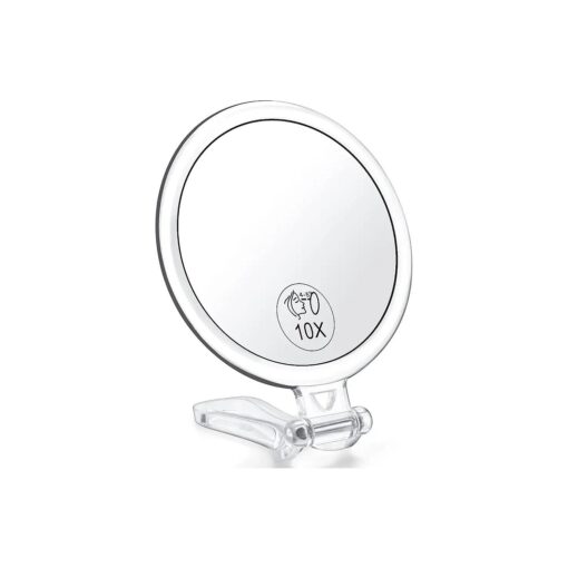 10x Magnifying Handheld Mirror, 2-Sided with Adjustable Stand, Foldable and Portable, Suitable for Makeup, Shaving, Deep Cleaning