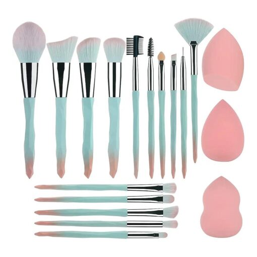 111 Pink blue gradient makeup brushes and makeup sponges set makeup brushes set natural synthetic eye shadow foundation make-up brush set professional makeup brush and tool accessories .........