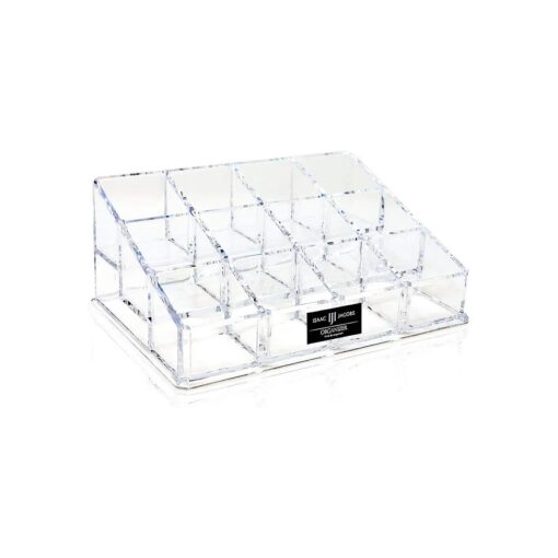 Isaac Jacobs Clear Acrylic 12 Compartment Nail Polish Holder, Organizer for Makeup, Essential Oils, Storage Solution, Rack Display ( 3 Rows ( x4 ) )