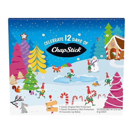 ChapStick 12 Days of Holiday Advent Calendar Lip Balm Gift Set - 0.15 Oz