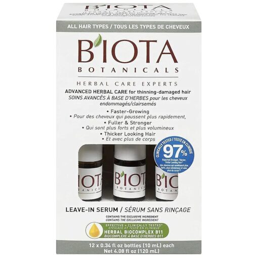 BIOTA BOTANICALS ADVANCED HERBAL CARE LEAVE-IN SERUM,12 count ,0.34 oz .