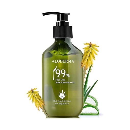 99 % Organic Aloe Vera Gel Made within 12 Hours of Harvest - Lightweight, Non-Sticky Aloe Gel for Face and Body, Sunburn Relief, Natural, Soothing Hydrating Aloe Vera for Scalp & Hair, 10.6oz