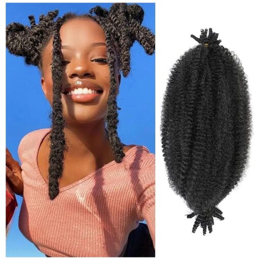 Springy Afro Twist Hair 12 Inches Pre-Separated Marley Twist Braiding Hair 6 Pack Spring Twist Hair Afro Twist Hair For Soft Locs Crochet Hair Marley Hair For Black Women ( 12 Inch ( Pack of 6 ) ,1B )