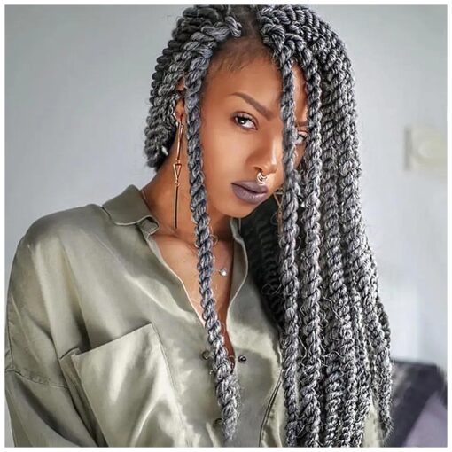 12 Inch Passion Twist Crochet Hair for Black Women 8 Packs Pre-twisted Passion Twist Hair Crochet Braids Pre-looped Bohemian Twist Synthetic Braiding Hair Extensions ( 12Strands/Pack, TGrey # )