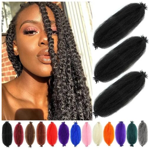 Afro Twist Hair 12 Inch Black Marley Braids Hair 3 Packs Afro Kinky Curly Hair Extensions Afro Wrapping Hair for Soft Locs ( 12 Inch ( Pack of 3 ), 1B # )