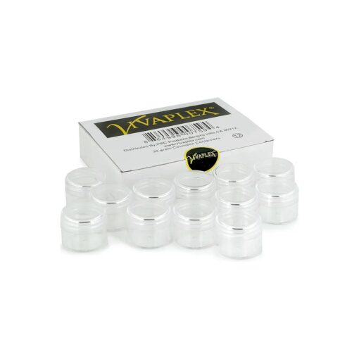 Vivaplex, 12 Clear, 1 oz Plastic Pot Jars, Cosmetic Containers, With Lids .