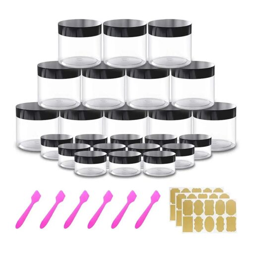 12 Pack 20g/20ml+12 Pack 4 oz Small Plastic Containers with Lids Cosmetic Sample Jar - for Lip Scrub, Body Butters, Cream, Slime, Craft Storage