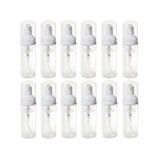 12 Pcs Empty Bottle Travel Soap Bottle | Plastic Foam Dispenser Bottle | Mini Foaming Soap Pump Dispenser for Cleaning, Travel, Cosmetics Packaging ( 50 ML )