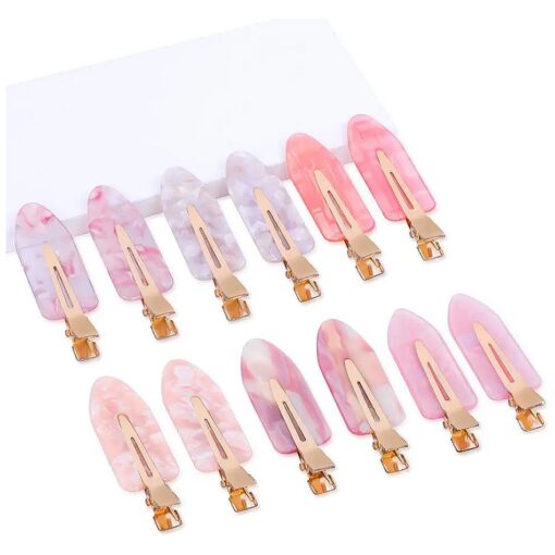 No Crease Hair Clips Creaseless Hair Clips Makeup Clips No Bend Hair Clips Flat Hair Clip For Styling Non Slip Hair Accessories For Women Girls, Pink,12 PCS