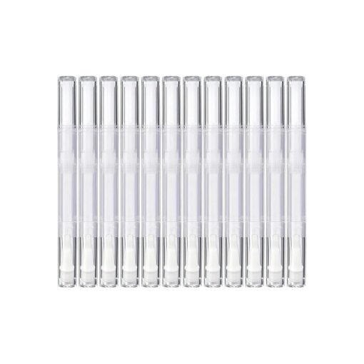 12 Pack 3 ml Transparent Twist Pens, Empty Nail Oil Pen with Brush Tip, Cosmetic Lip Gloss Container Applicators Eyelash Growth Liquid Tube ( 12x )