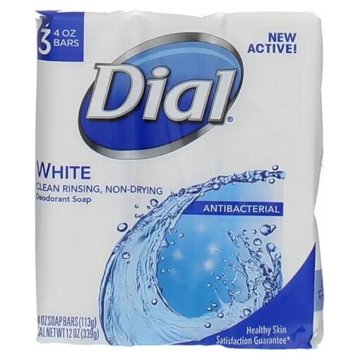 Dial Antibacterial Deodorant Bar Soap, 4 oz bars, White, Pack of 12