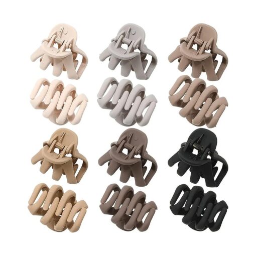 12 Pcs Small Hair Clips for Women Octopus Small Claw Clips 1.57 `` Noslip Jaw Clip for Thin Thick Hair Strong Hold Hair Claw ( Coffee/Brown/Beige/Grey/Black ( Octopus Clip )