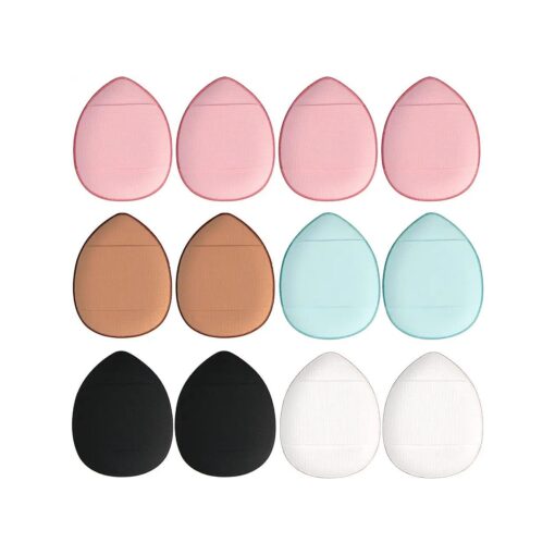 Finger Puff, 12 Pcs Mini Makeup Puff, Suitable For Foundation, Concealer, Eye Shadow, Beauty Makeup Tools ( 5 Color 1 Set )