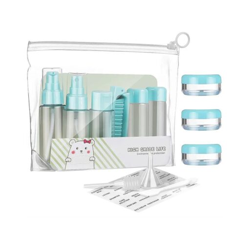 Tsa Approved Travel Toiletry Bottles Containers Kit ( LEAKPROOF BPA FREE ) Travel Accessories - 12 Pieces/Clear Case