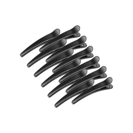 Hair Clips for Styling, Sublaga 12 PCS Non-Slip Colorful Plastic Duckbill Alligator Hair Barrettes Pins for Women, Baby Kids and Girls, 3.5" ( 12pcs Matte Black )