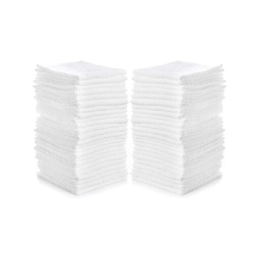 Simpli-Magic Cotton Washcloths White, 40 Pack, Size : 12" x12"