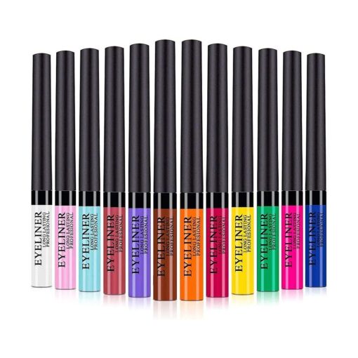 Matte Liquid Eyeliner Set,12 Colors Matte Colorful Liquid Eyeliner, Color Gel Eyeliner, Bright Pigmented Glitter Colorful long Lasting Waterproof/Smudgeproof Matte Eye Liner Pen for Women Girls