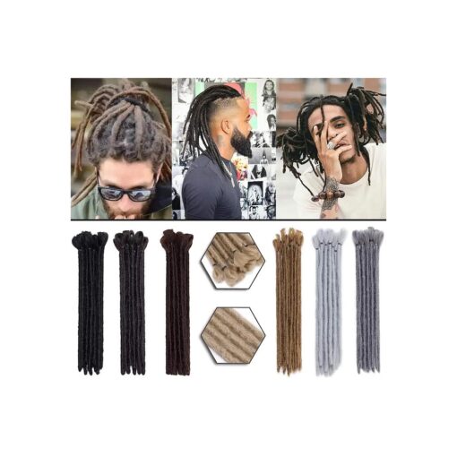 12 Inch Short Dreadlocks Extensions 5 strands Soft Handmade Faux Locs Crochet Dreads Hairpieces for Men Reggae Hip-Pop Natural Blonde