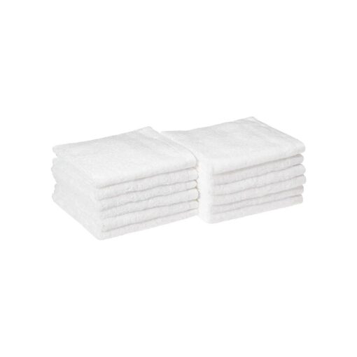 Basics - 12 Piece Quick-Dry Washcloth, 100 % Cotton, White, 12" x 12"