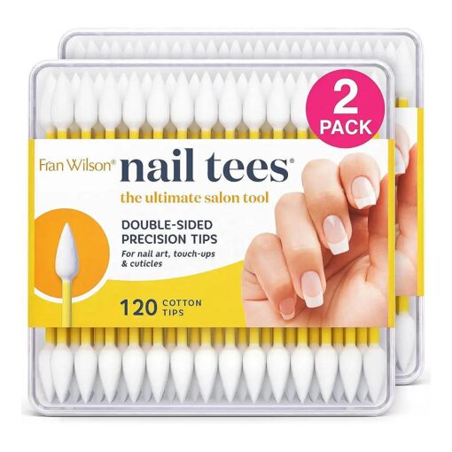 Fran Wilson NAIL TEES COTTON TIPS 120 Count ( 2 PACK ) - The Ultimate Nail Tool, Multi-Purpose Double-sided Swabs with Pointed Ends for Precise Touch-ups and the Perfect At-Home Manicure & Pedicure