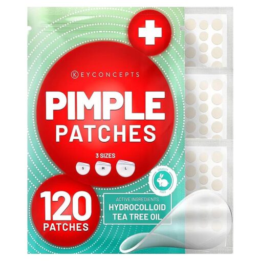 KEYCONCEPTS Pimple Patches for Face ( 120 Pack ), Hydrocolloid Patch with Tea Tree Oil - Pimple Patch Zit Patch and Pimple Stickers - Hydrocolloid Acne Patches for Face - Zit Patches - Blemish Patches