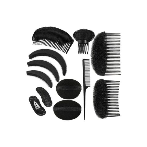 12 Pieces Hair Base Sponge Invisible Hair Clip Comb Bump It Up Volume Tool False Hair Pads Hair Bump Styling Insert Tool Hair Extensions Accessories ( Black )