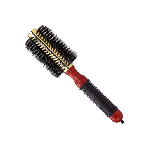 Small Round Blow Dry Brush - Boar Bristle, Thermal Metal Barrel, Professional Anti-Static Roller Hair Brush for Styling and Blow Drying - Bonus Sectioning Pick - 12 Row, 2.5" - By Cantor