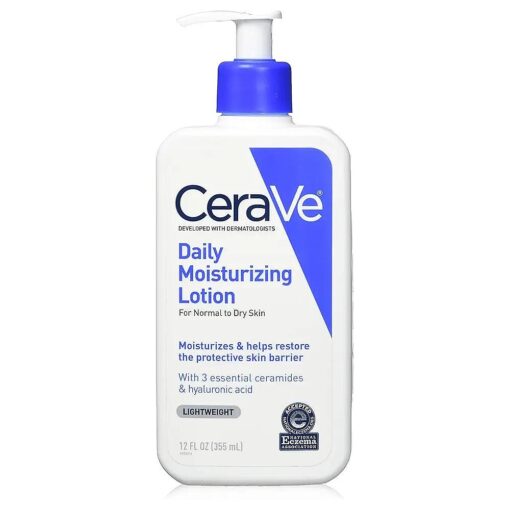 CeraVe Daily moisturizing lotion | 12 ounce | face & body lotion for dry skin with hyaluronic acid | fragrance free, 12 Fl Oz